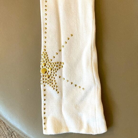 Escada Woman’s White & Gold Studded Cropped Jacket Full Double Zipper. Size 4. - Picture 4 of 8